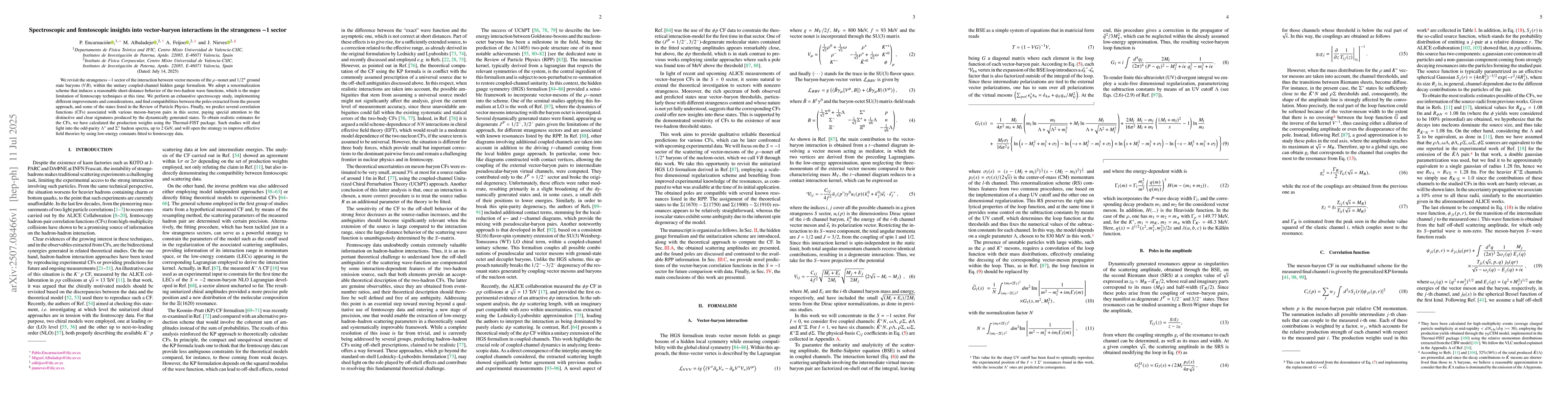 Thumbnail for Spectroscopic and femtoscopic insights into vector-baryon interactions
  in the strangeness $-1$ sector