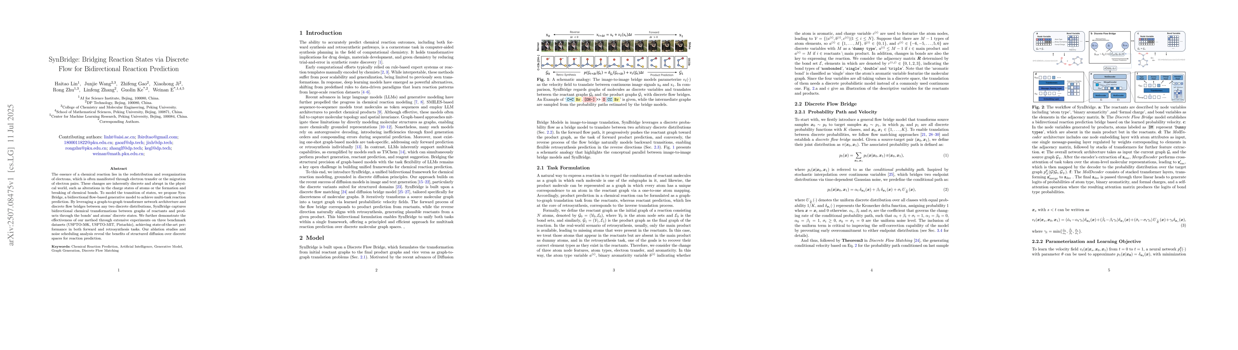 Thumbnail for SynBridge: Bridging Reaction States via Discrete Flow for Bidirectional
  Reaction Prediction