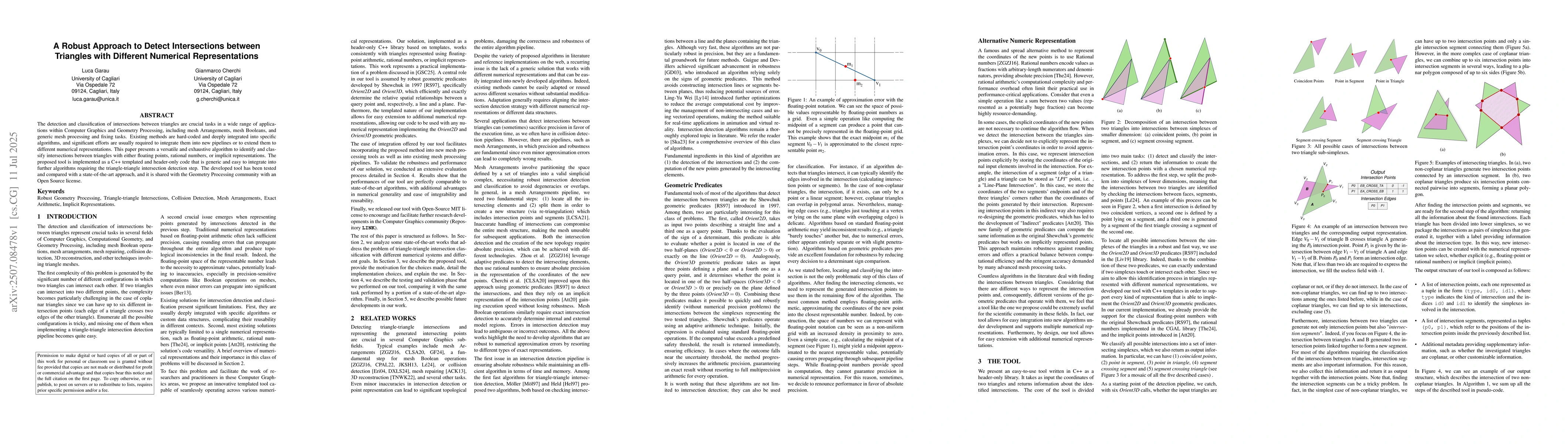 Thumbnail for A Robust Approach to Detect Intersections between Triangles with
  Different Numerical Representations
