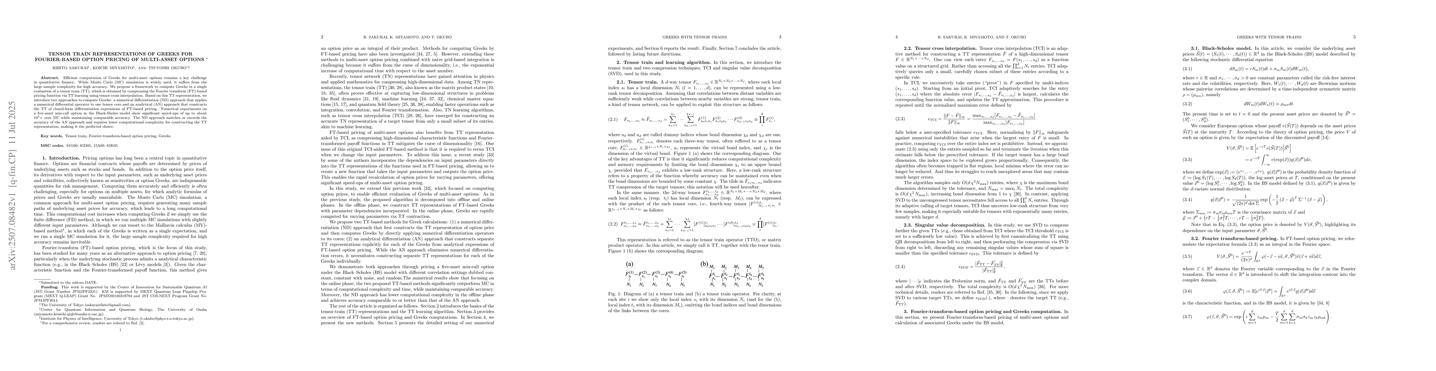 Thumbnail for Tensor train representations of Greeks for Fourier-based pricing of
  multi-asset options