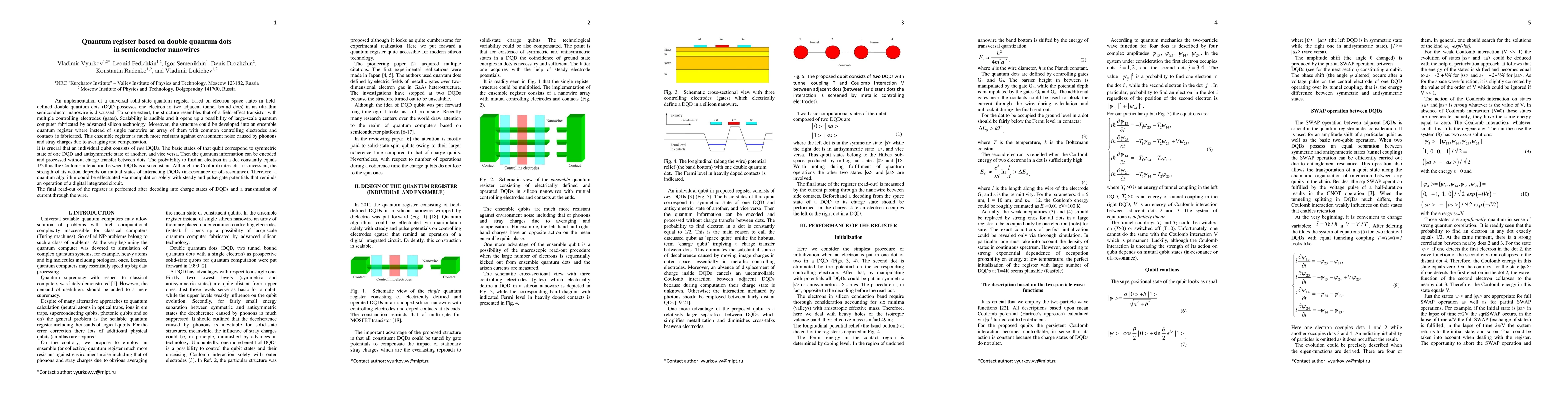 Thumbnail for Quantum register based on double quantum dots in semiconductor nanowires