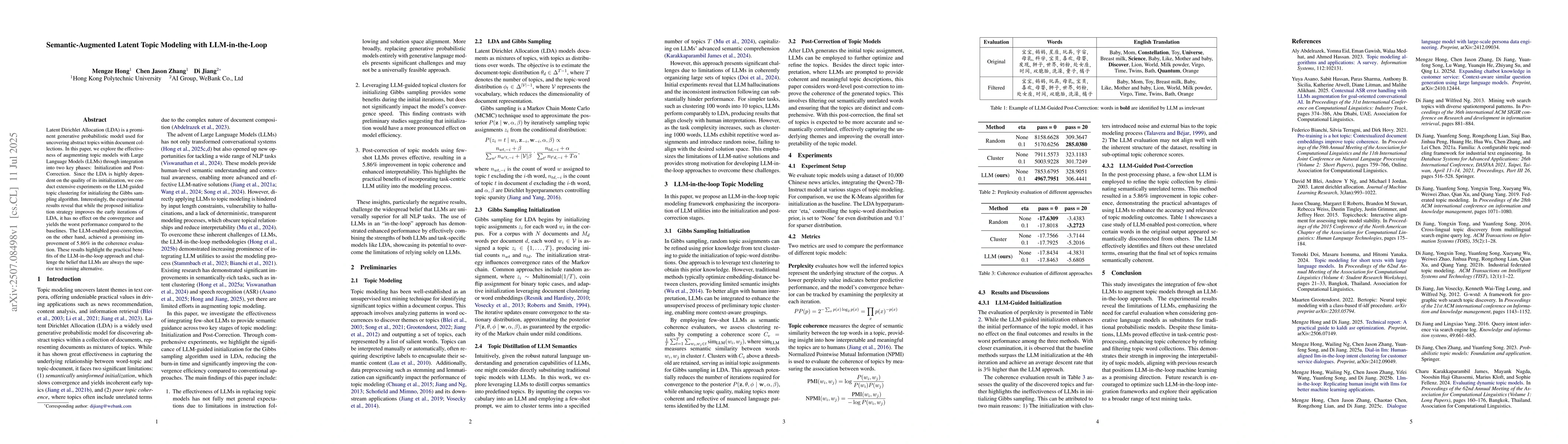 Thumbnail for Semantic-Augmented Latent Topic Modeling with LLM-in-the-Loop