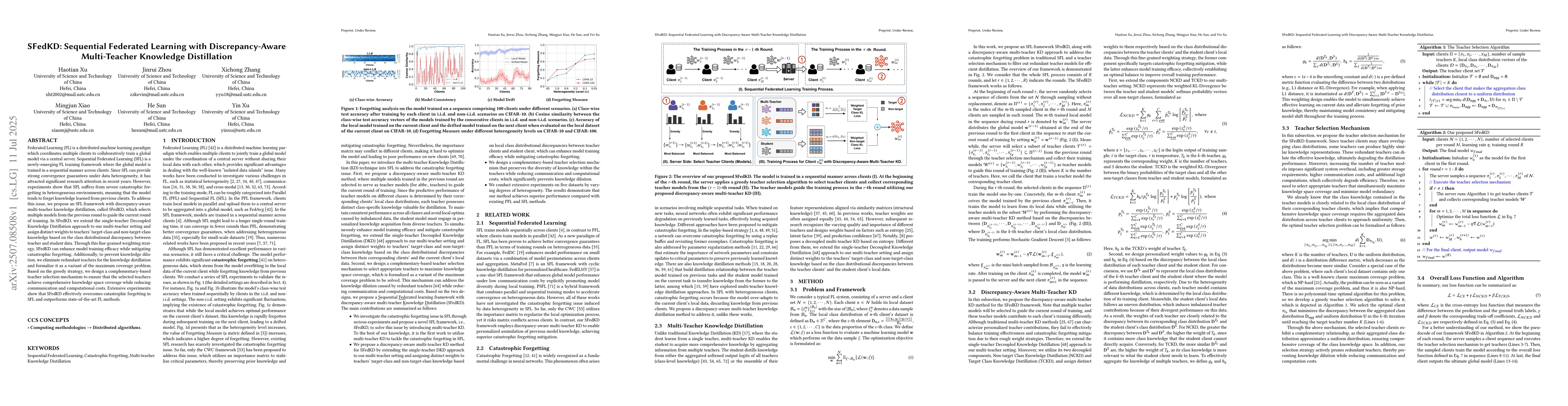 Thumbnail for SFedKD: Sequential Federated Learning with Discrepancy-Aware
  Multi-Teacher Knowledge Distillation