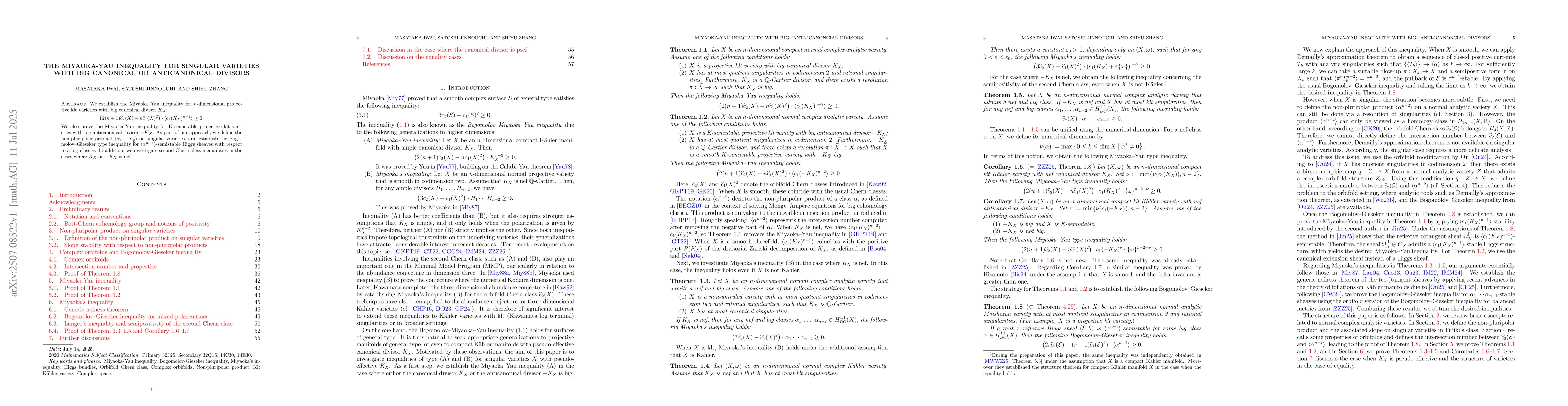 Thumbnail for The Miyaoka-Yau inequality for singular varieties with big canonical or
  anticanonical divisors