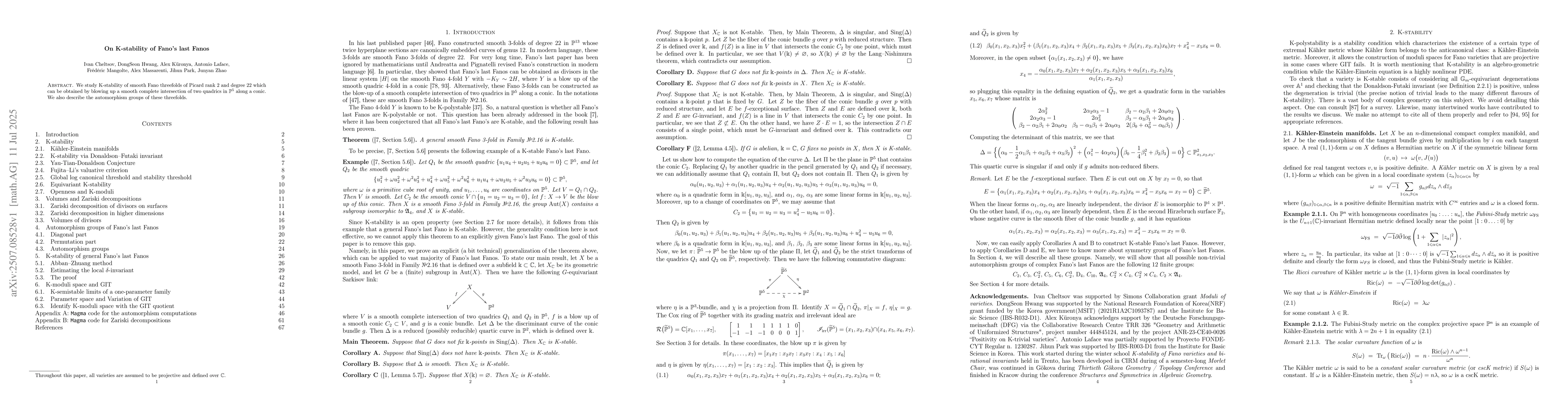 Thumbnail for On K-stability of Fano's last Fanos