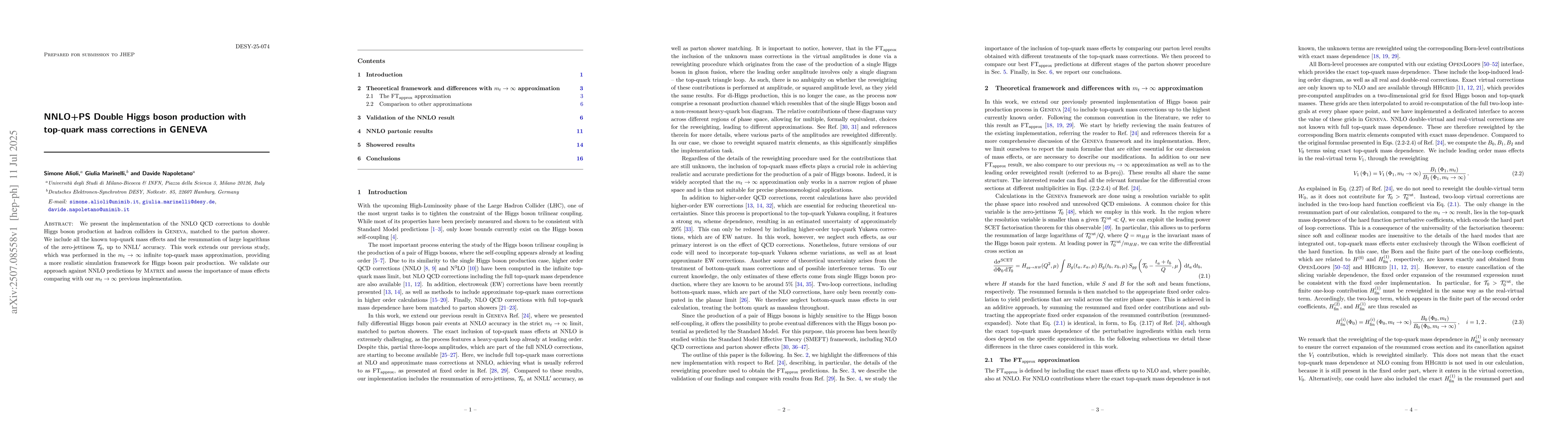 Thumbnail for NNLO+PS Double Higgs boson production with top-quark mass corrections in
  GENEVA