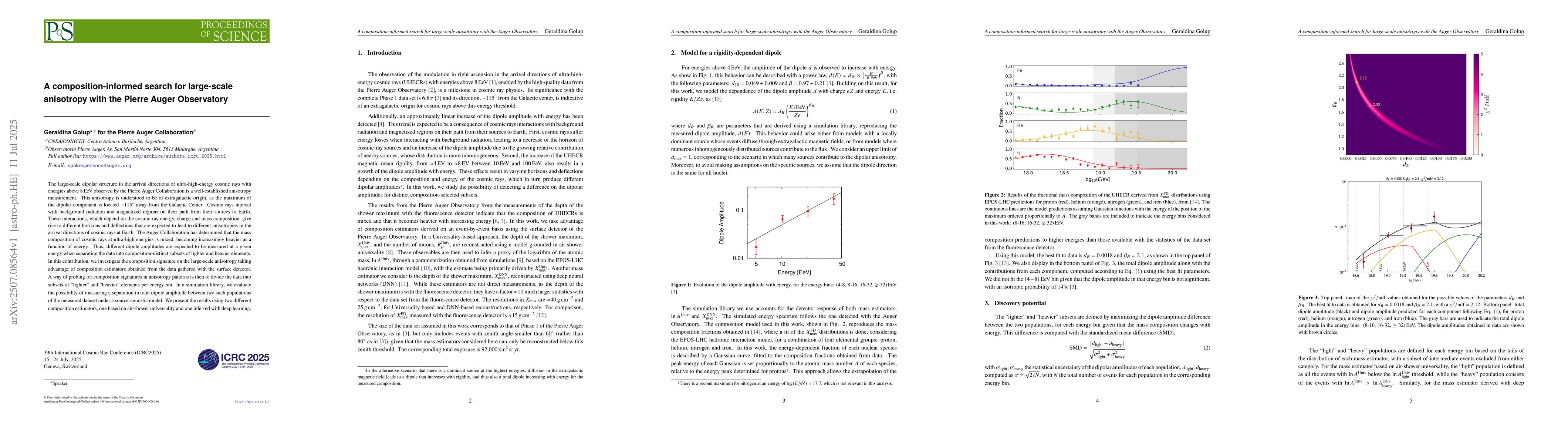 Thumbnail for A composition-informed search for large-scale anisotropy with the Pierre
  Auger Observatory