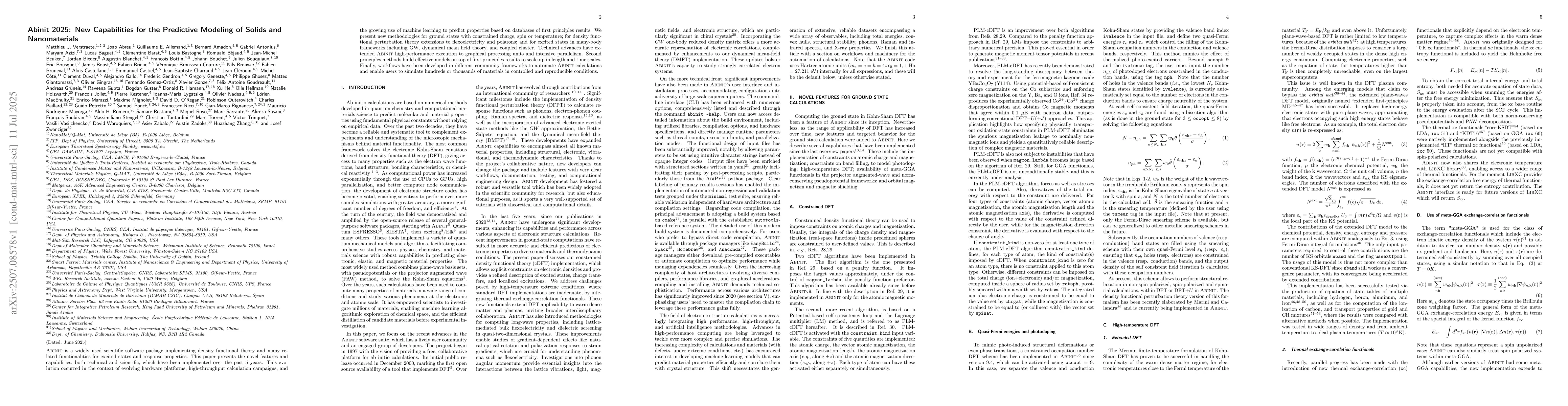 Thumbnail for Abinit 2025: New Capabilities for the Predictive Modeling of Solids and
  Nanomaterials