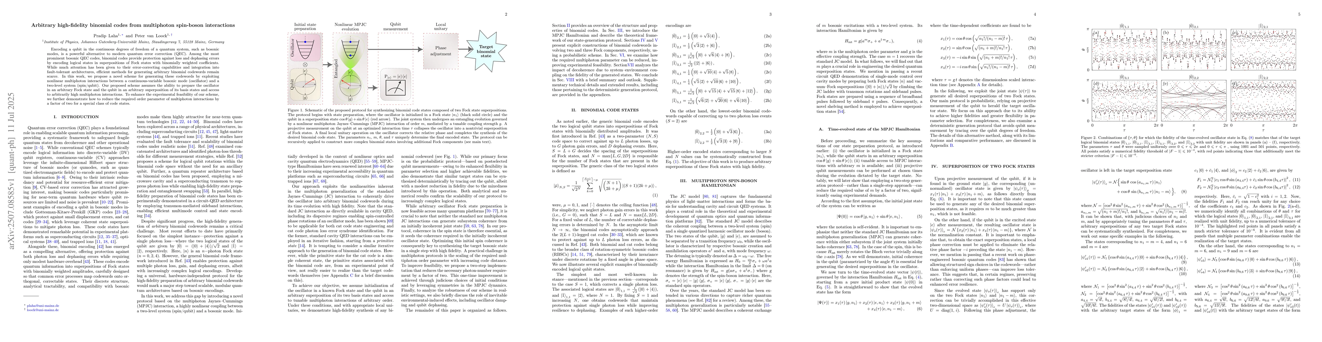 Thumbnail for Arbitrary high-fidelity binomial codes from multiphoton spin-boson
  interactions