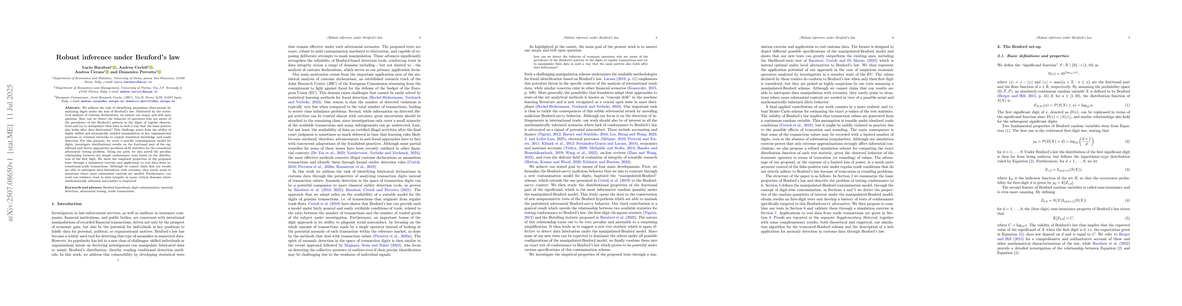 Thumbnail for Robust inference under Benford's law