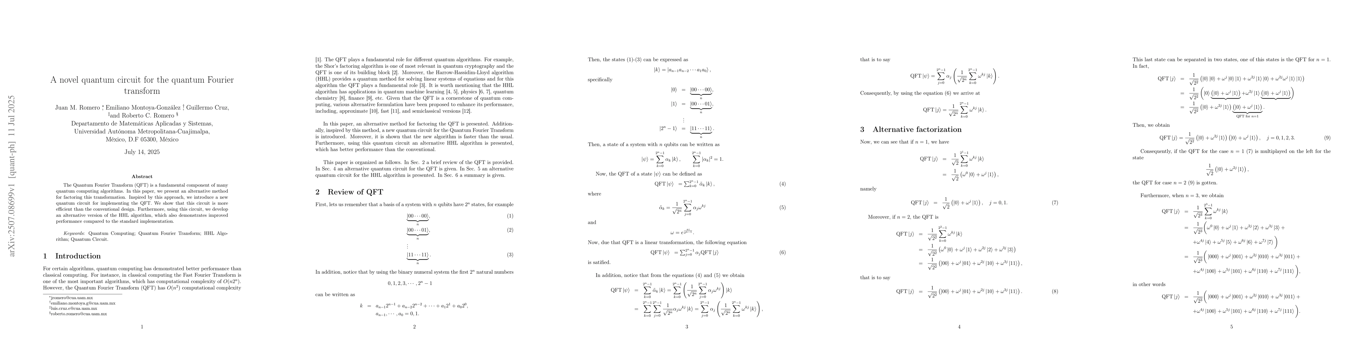 Thumbnail for A novel quantum circuit for the quantum Fourier transform