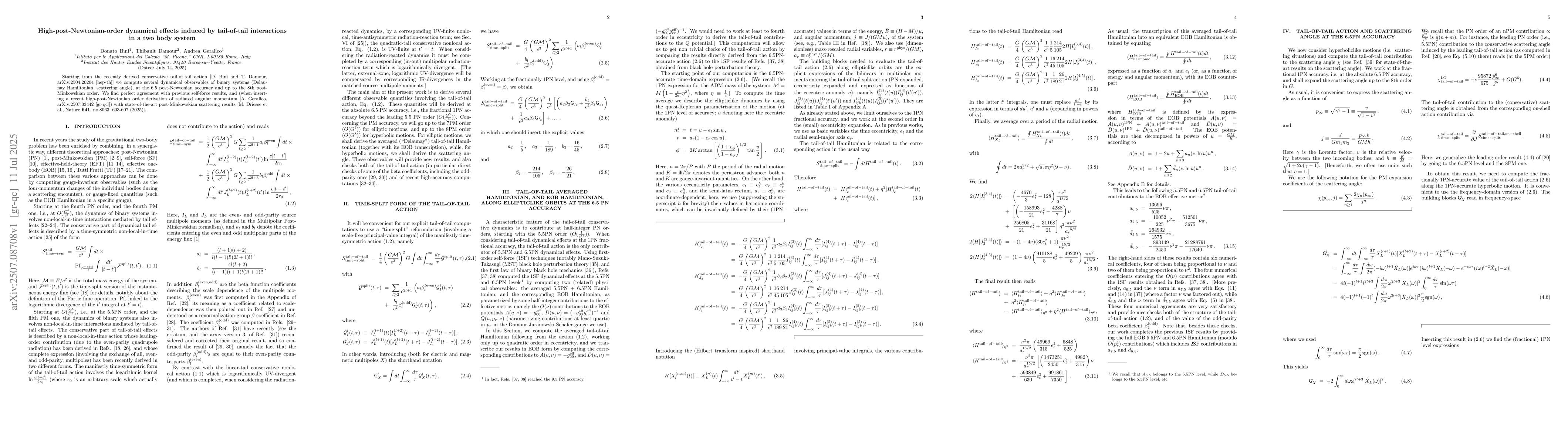 Thumbnail for High-post-Newtonian-order dynamical effects induced by tail-of-tail
  interactions in a two body system