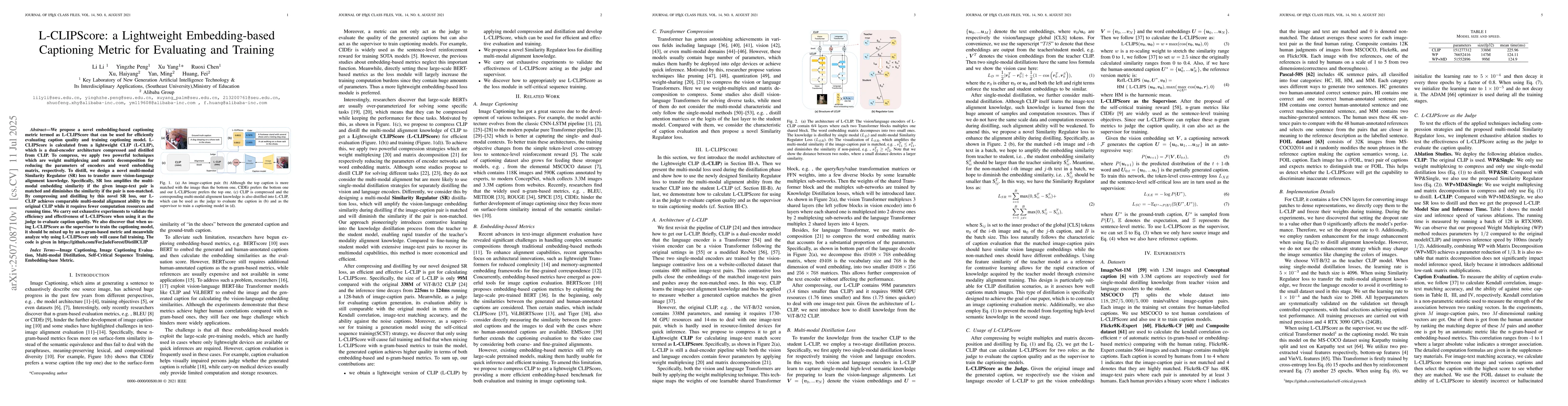 Thumbnail for L-CLIPScore: a Lightweight Embedding-based Captioning Metric for
  Evaluating and Training