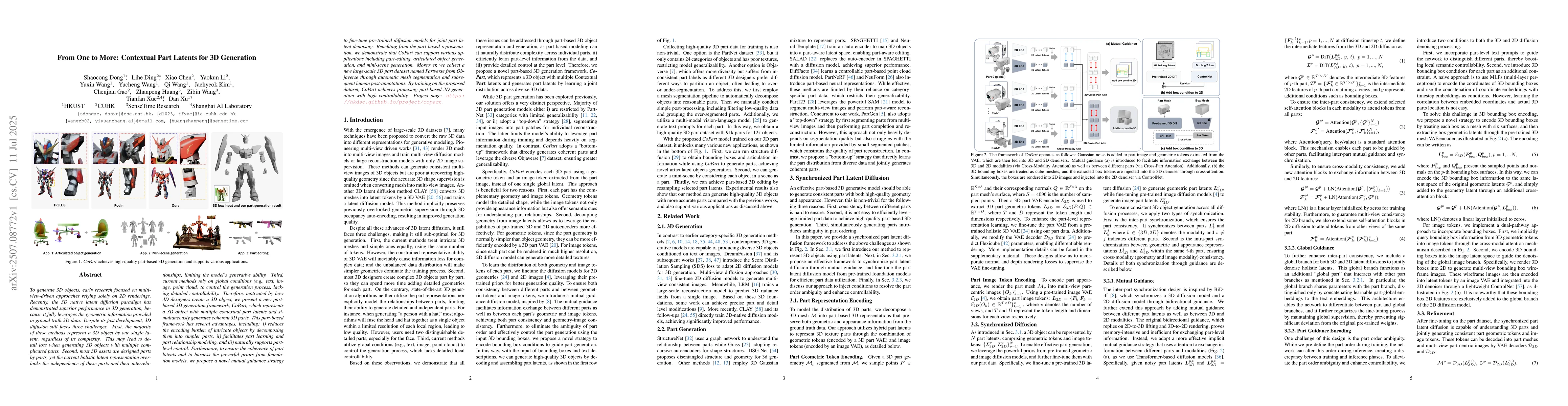 Thumbnail for From One to More: Contextual Part Latents for 3D Generation