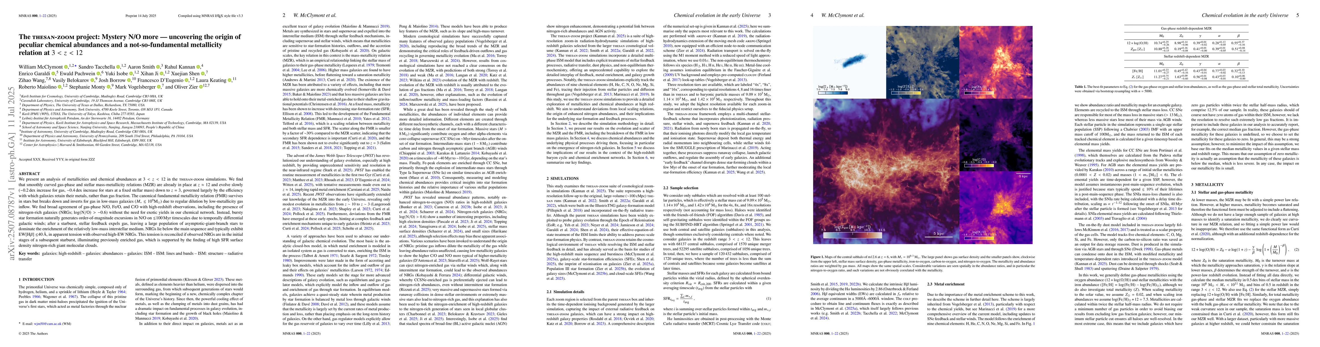 Thumbnail for The THESAN-ZOOM project: Mystery N/O more -- uncovering the origin of
  peculiar chemical abundances and a not-so-fundamental metallicity relation at
  $3<z<12$