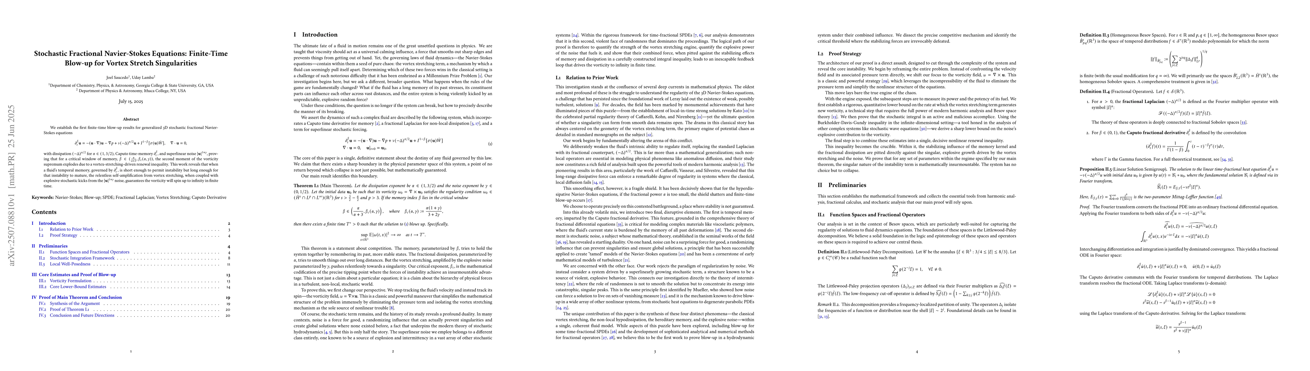 Thumbnail for Stochastic Fractional Navier-Stokes Equations: Finite-Time Blow-up for
  Vortex Stretch Singularities