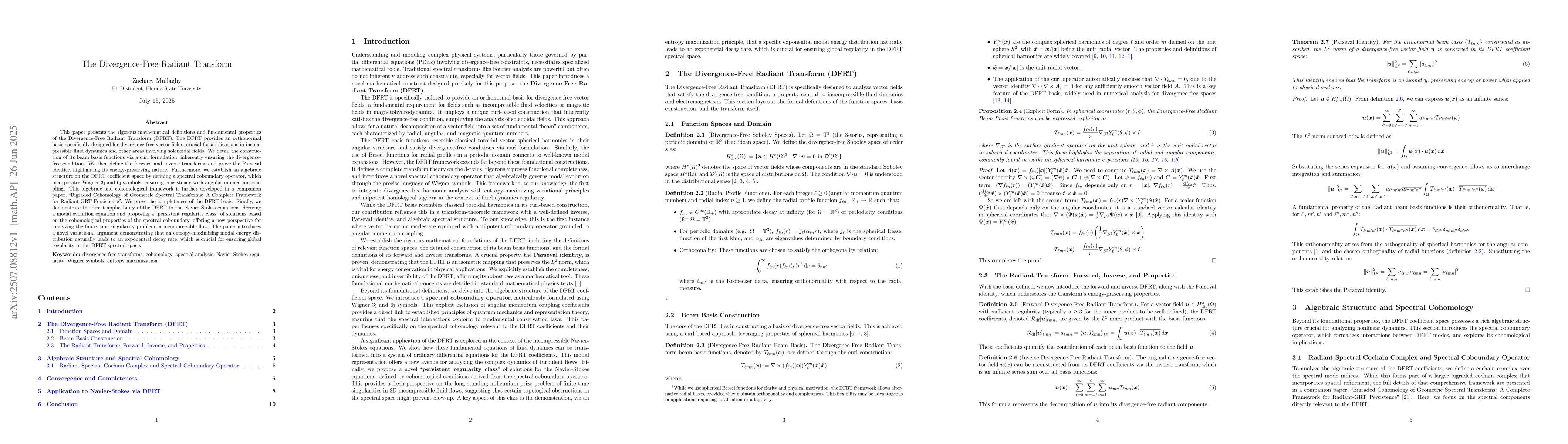 Thumbnail for The Divergence-Free Radiant Transform