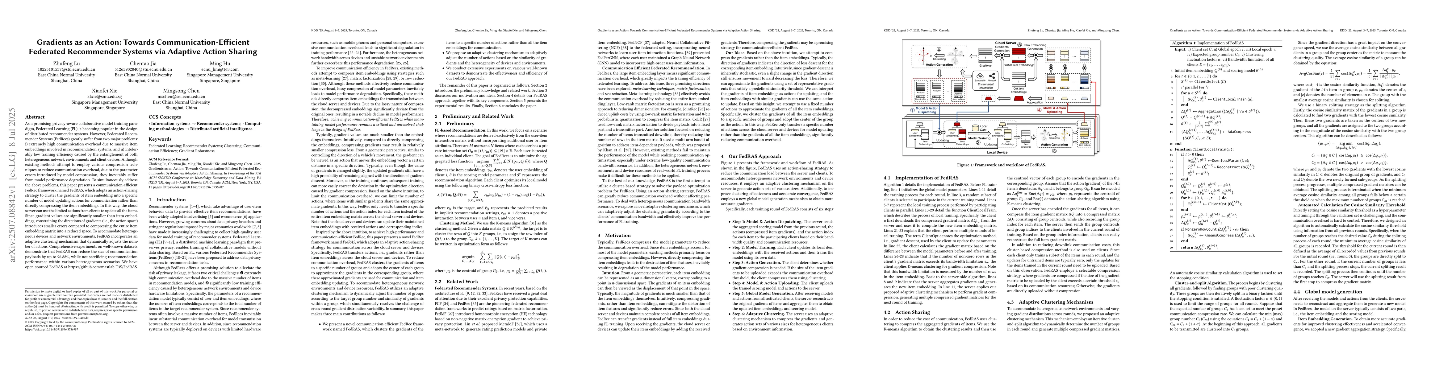 Thumbnail for Gradients as an Action: Towards Communication-Efficient Federated
  Recommender Systems via Adaptive Action Sharing
