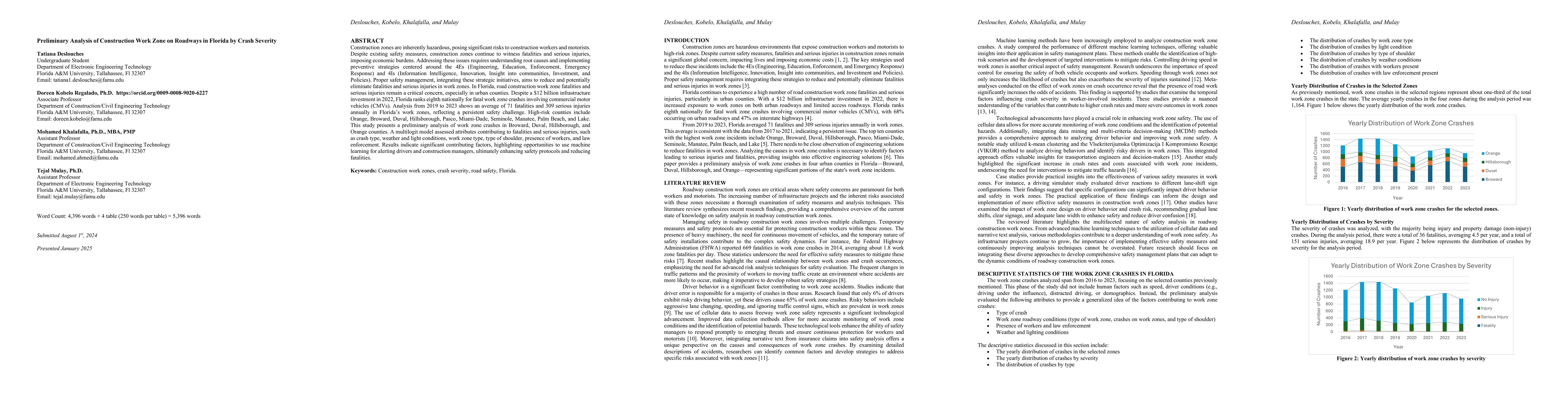 Thumbnail for Preliminary Analysis of Construction Work Zone on Roadways in Florida by
  Crash Severity