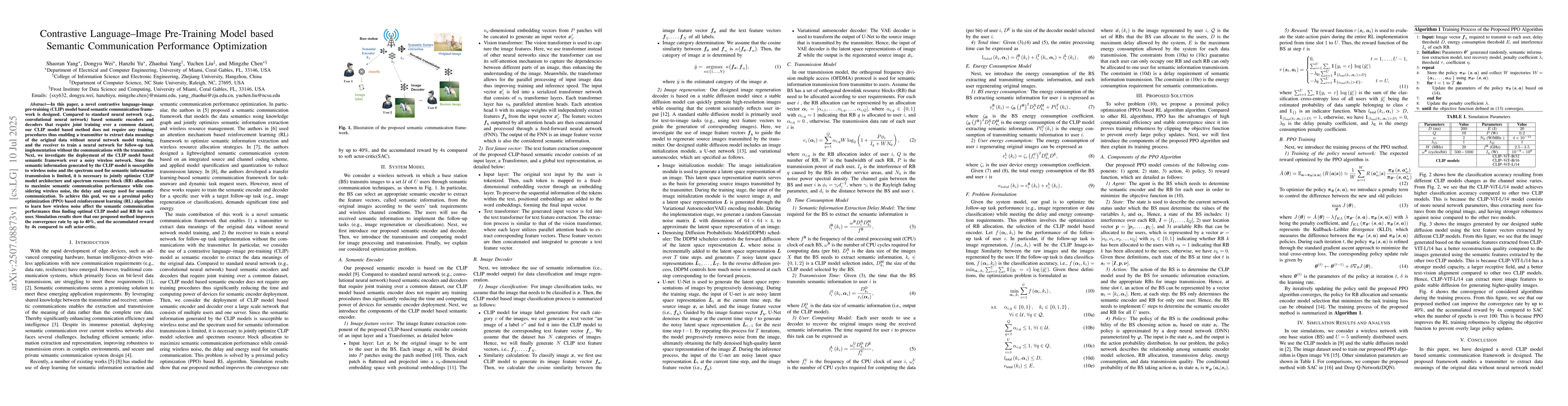 Thumbnail for Contrastive Language-Image Pre-Training Model based Semantic
  Communication Performance Optimization