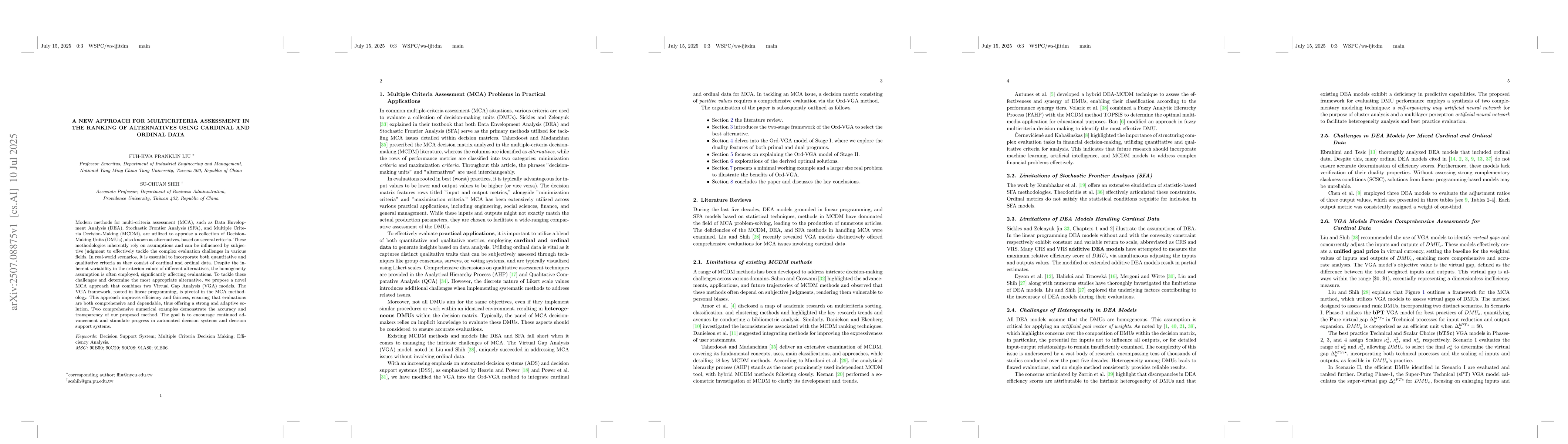 Thumbnail for A New Approach for Multicriteria Assessment in the Ranking of
  Alternatives Using Cardinal and Ordinal Data