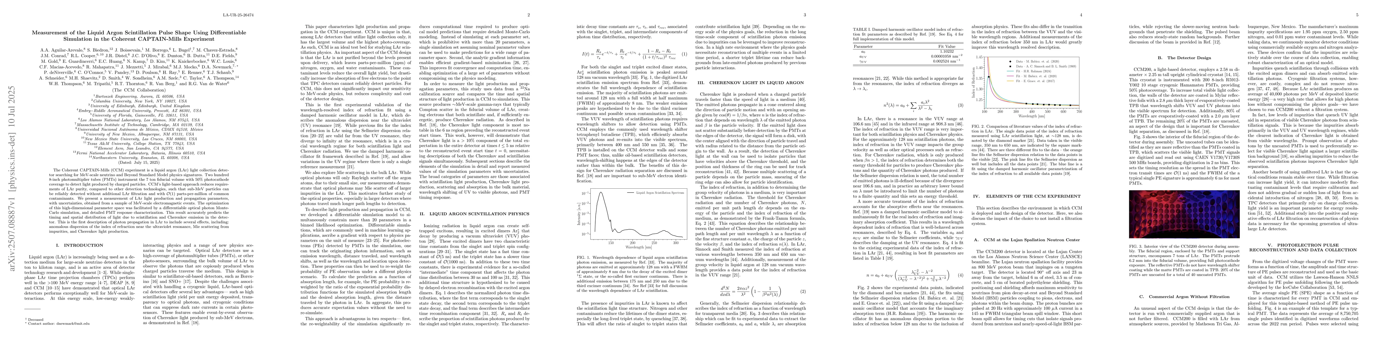 Thumbnail for Measurement of the Liquid Argon Scintillation Pulse Shape Using
  Differentiable Simulation in the Coherent CAPTAIN-Mills Experiment