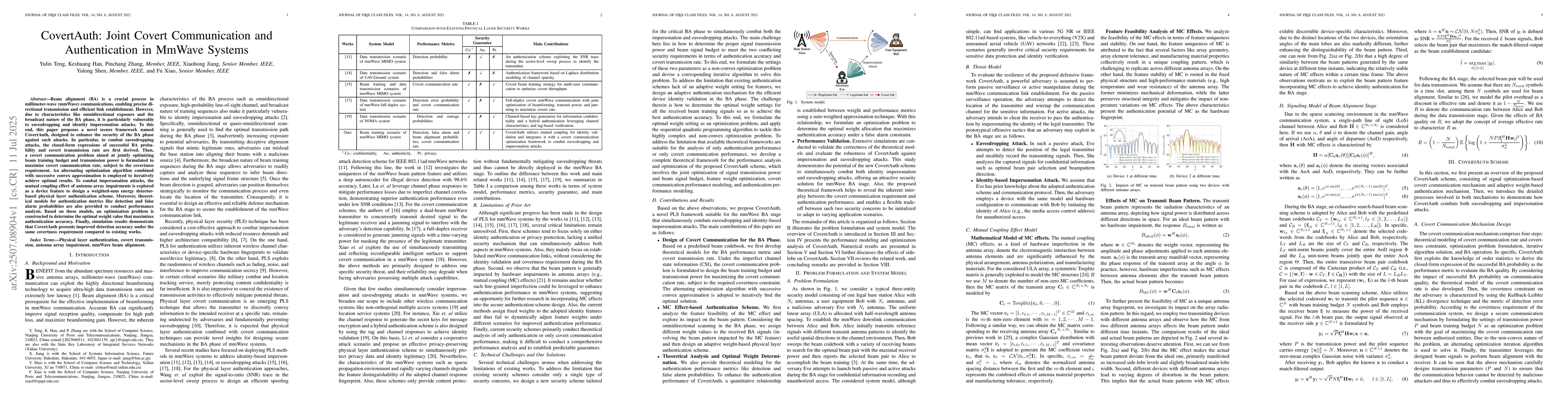 Thumbnail for CovertAuth: Joint Covert Communication and Authentication in MmWave
  Systems