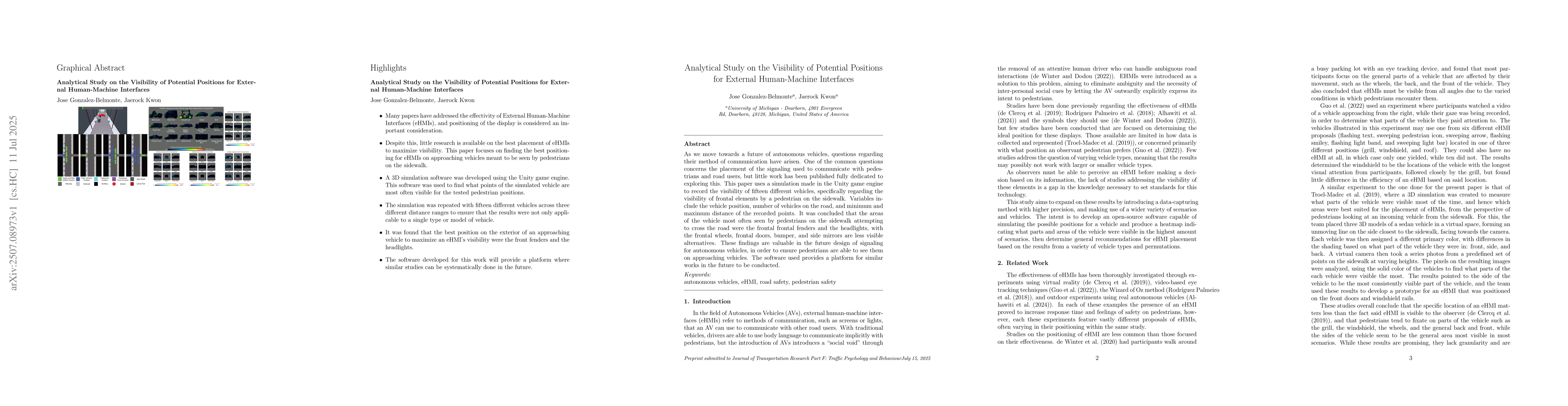 Thumbnail for Analytical Study on the Visibility of Potential Positions for External
  Human-Machine Interfaces