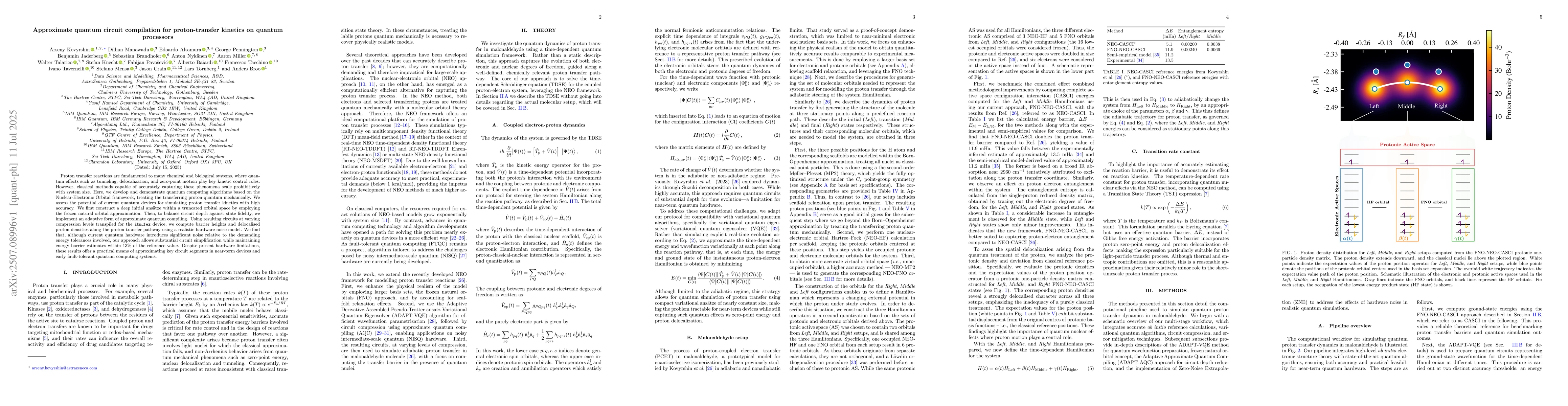 Thumbnail for Approximate quantum circuit compilation for proton-transfer kinetics on
  quantum processors