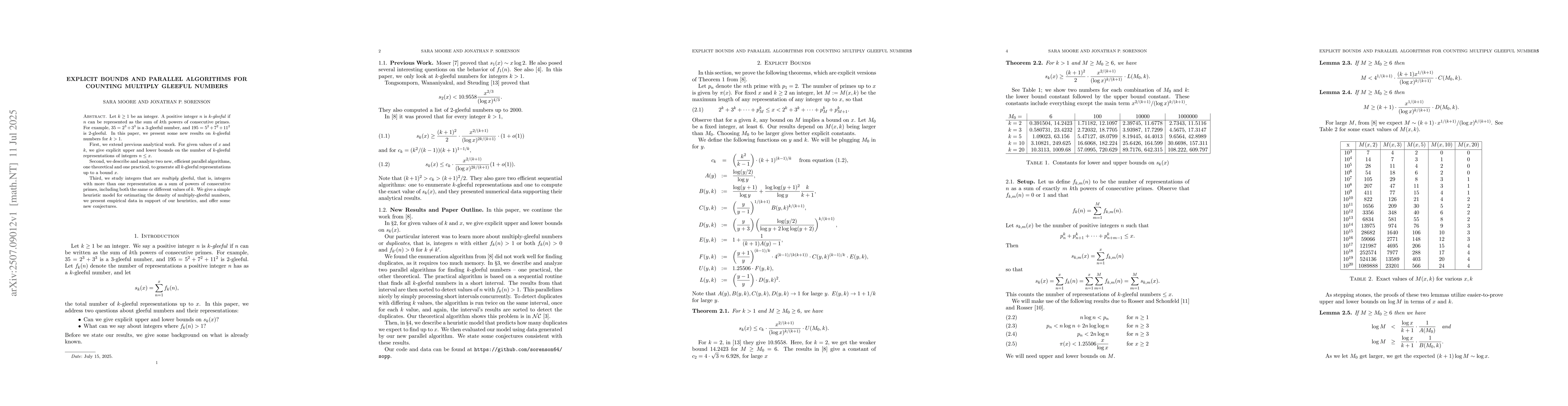Thumbnail for Explicit Bounds and Parallel Algorithms for Counting Multiply Gleeful
  Numbers