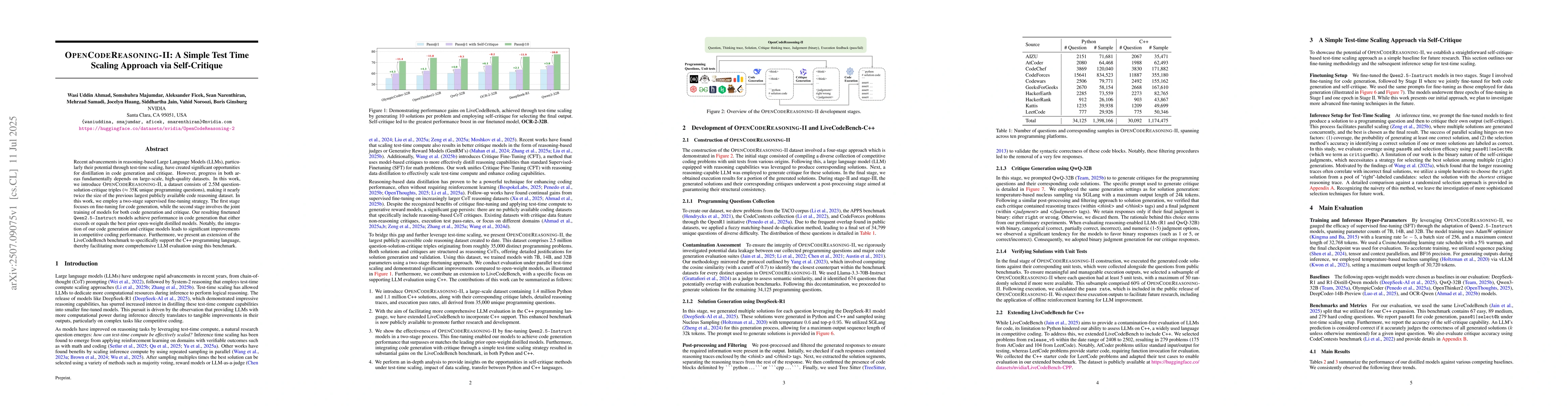 Thumbnail for OpenCodeReasoning-II: A Simple Test Time Scaling Approach via
  Self-Critique
