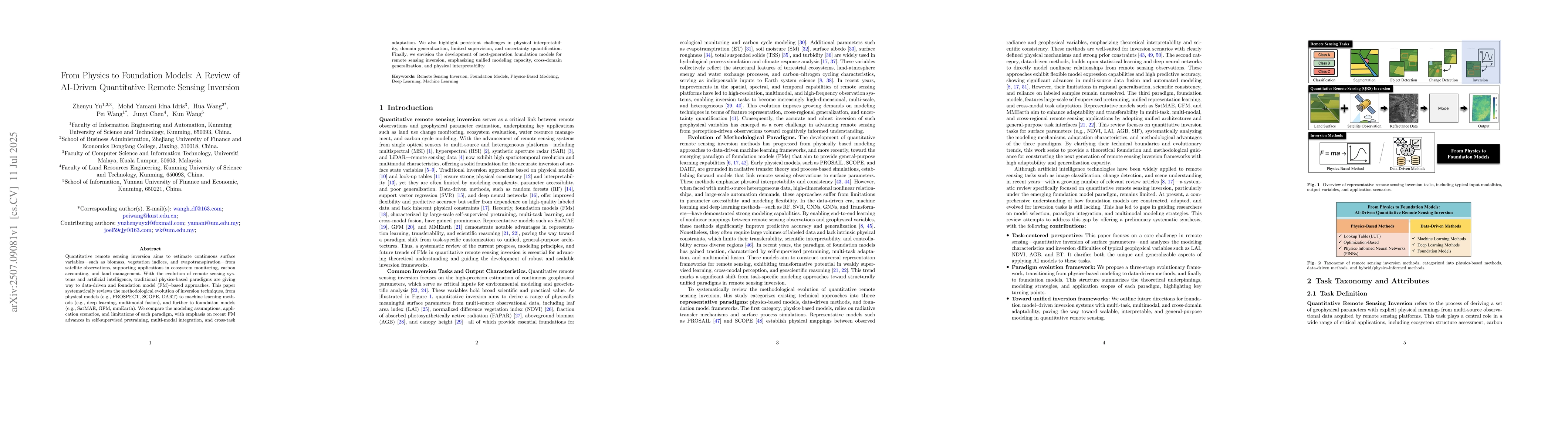 Thumbnail for From Physics to Foundation Models: A Review of AI-Driven Quantitative
  Remote Sensing Inversion