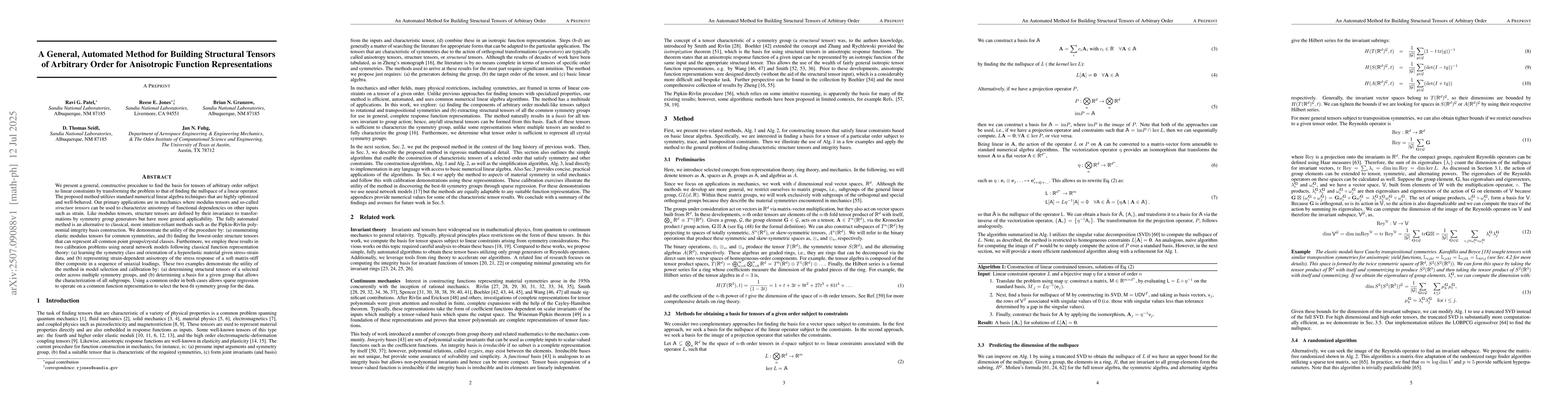 Thumbnail for A General, Automated Method for Building Structural Tensors of Arbitrary
  Order for Anisotropic Function Representations