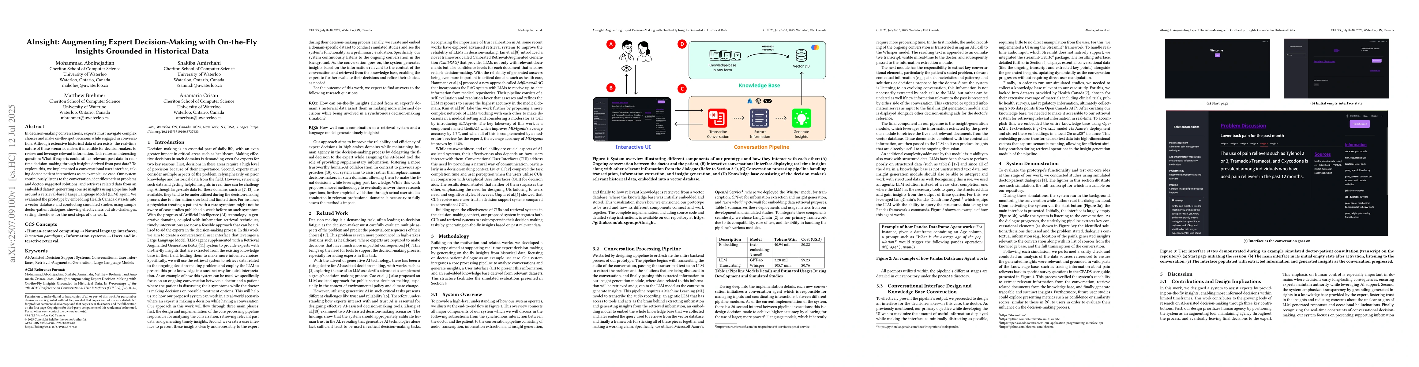 Thumbnail for AInsight: Augmenting Expert Decision-Making with On-the-Fly Insights
  Grounded in Historical Data