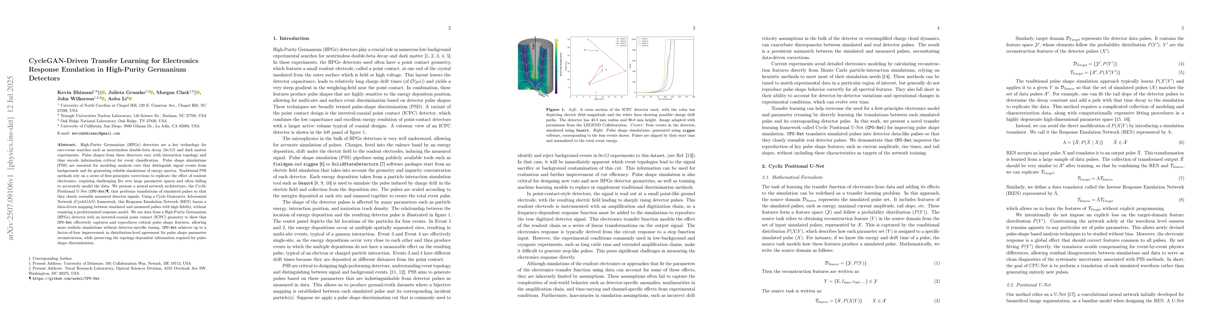 Thumbnail for CycleGAN-Driven Transfer Learning for Electronics Response Emulation in
  High-Purity Germanium Detectors