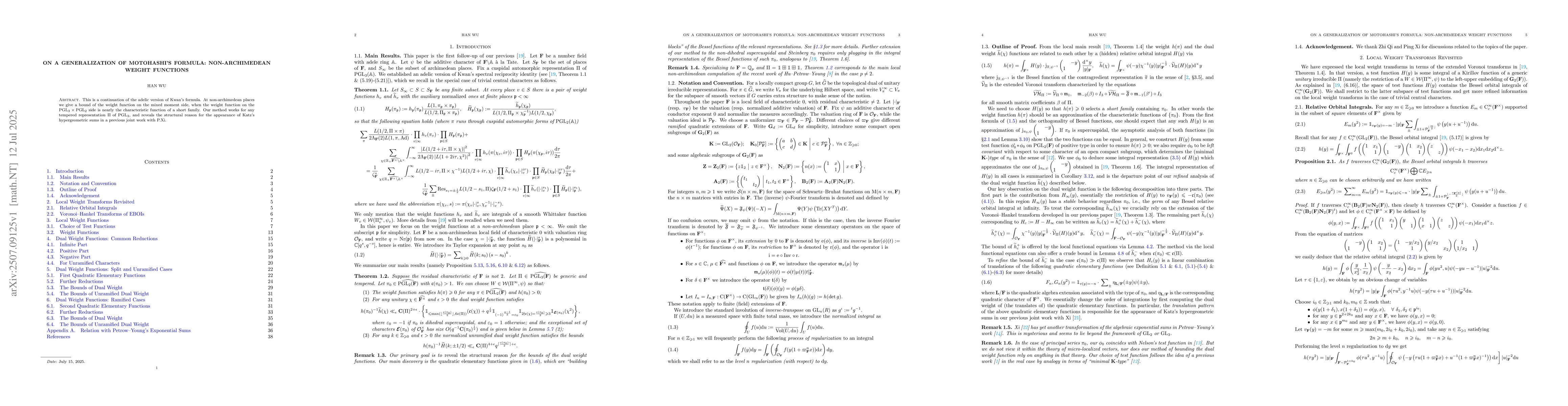 Thumbnail for On a Generalization of Motohashi's Formula: Non-archimedean Weight
  Functions