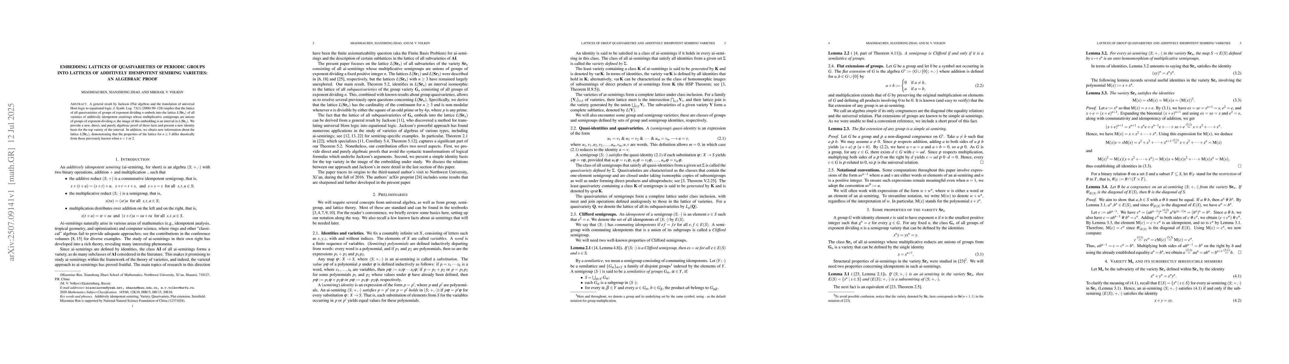 Thumbnail for Embedding lattices of quasivarieties of periodic groups into lattices of
  additively idempotent semiring varieties: An algebraic proof