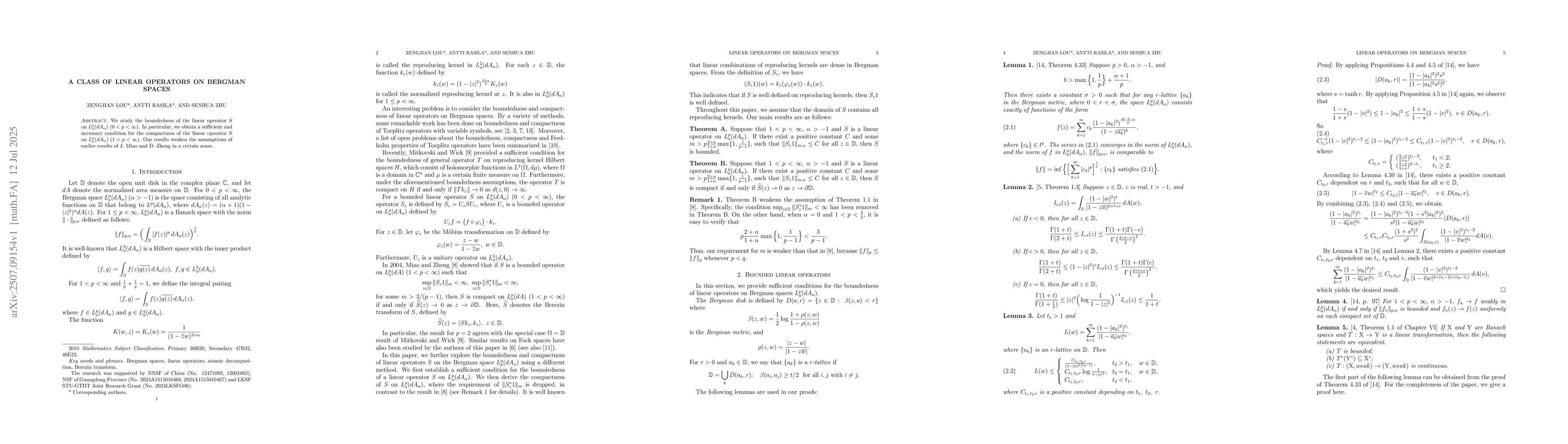 Thumbnail for A class of linear operators on Bergman spaces