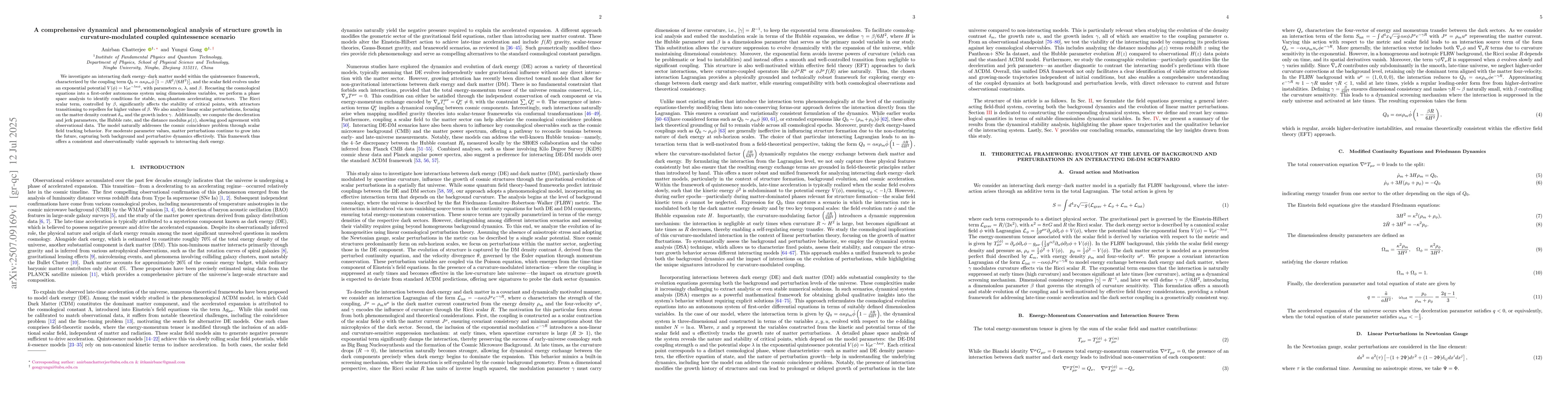 Thumbnail for A comprehensive dynamical and phenomenological analysis of structure
  growth in curvature-modulated coupled quintessence scenario