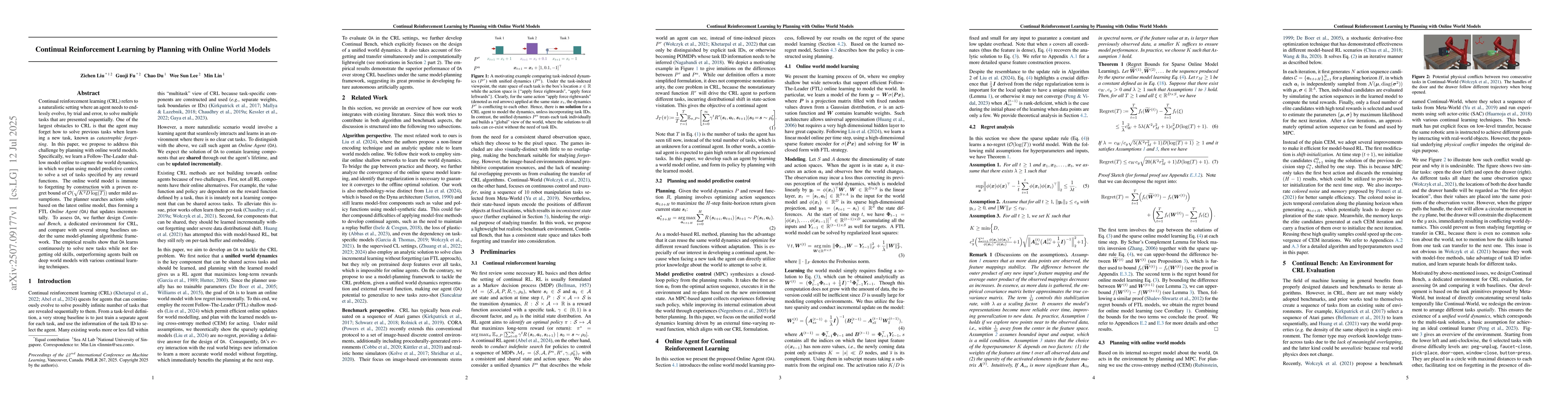 Thumbnail for Continual Reinforcement Learning by Planning with Online World Models