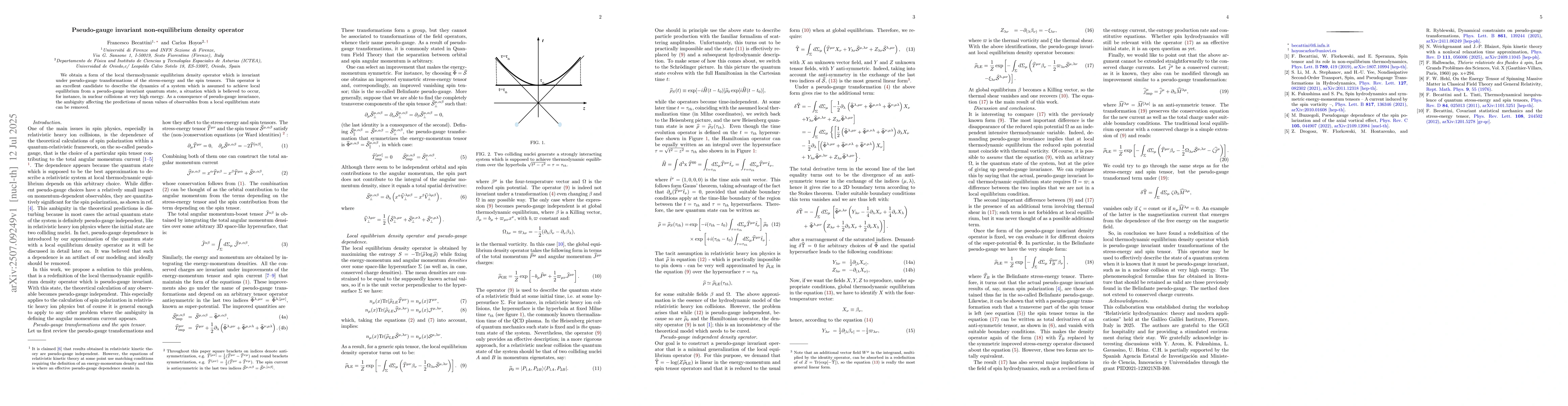 Thumbnail for Pseudo-gauge invariant non-equilibrium density operator
