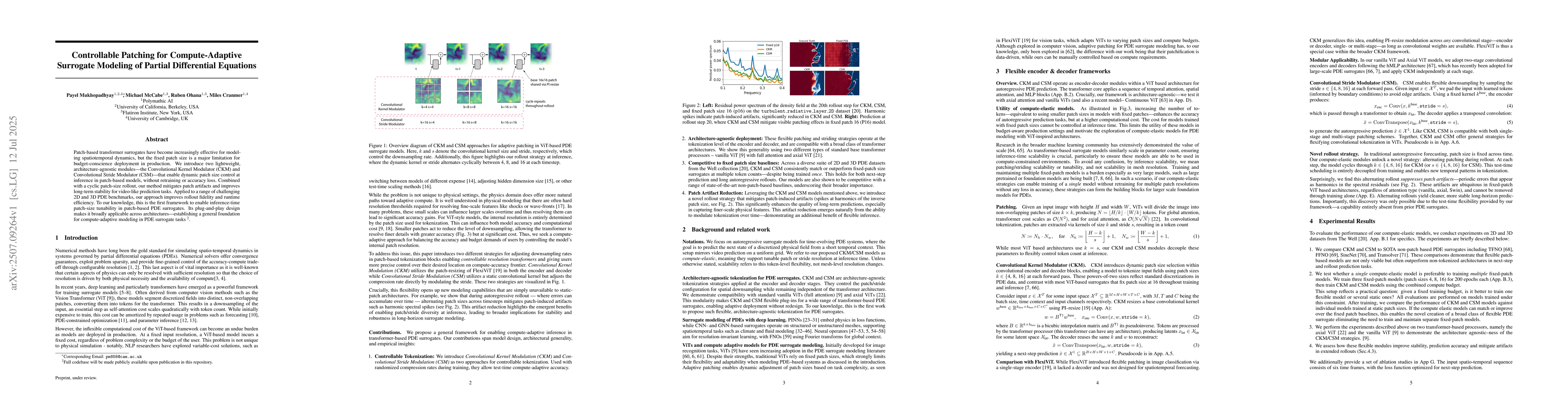 Thumbnail for Controllable Patching for Compute-Adaptive Surrogate Modeling of Partial
  Differential Equations