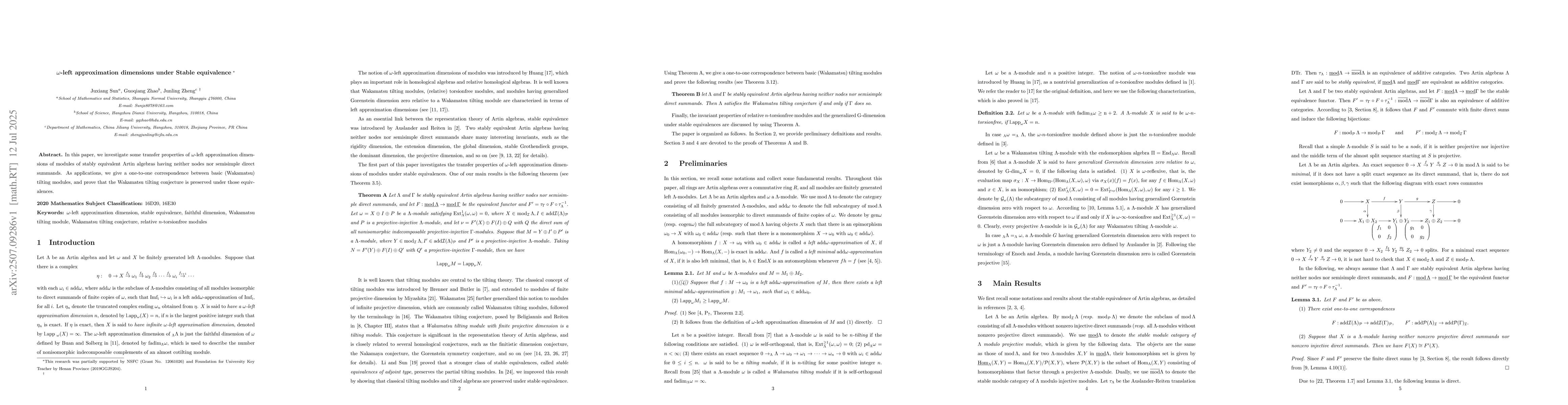 Thumbnail for $Ď‰$-left approximation dimensions under Stable equivalence