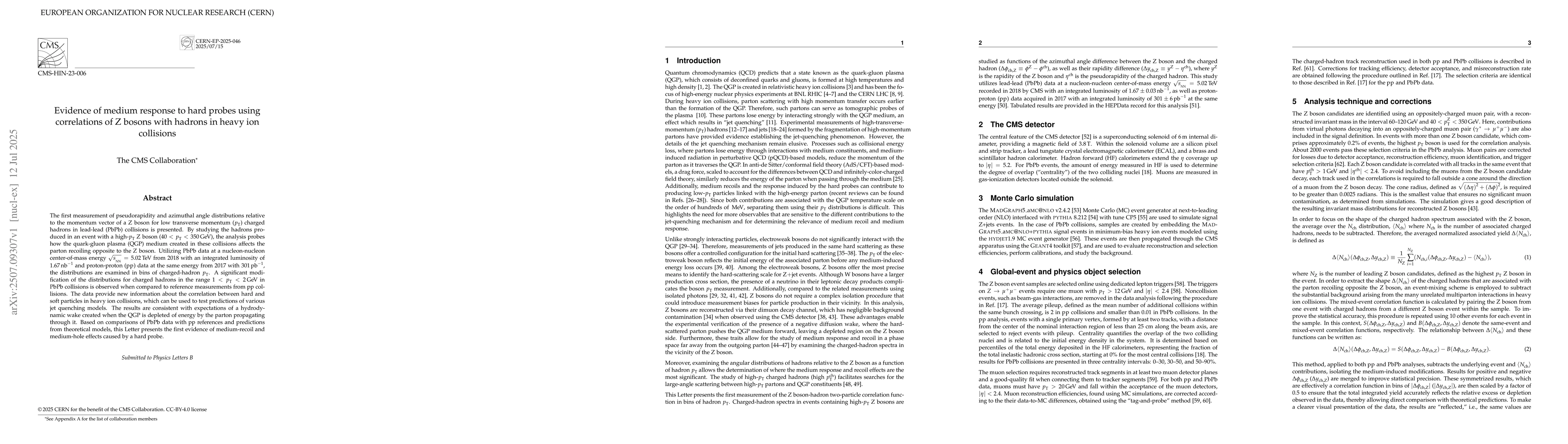 Thumbnail for Evidence of medium response to hard probes using correlations of Z
  bosons with hadrons in heavy ion collisions