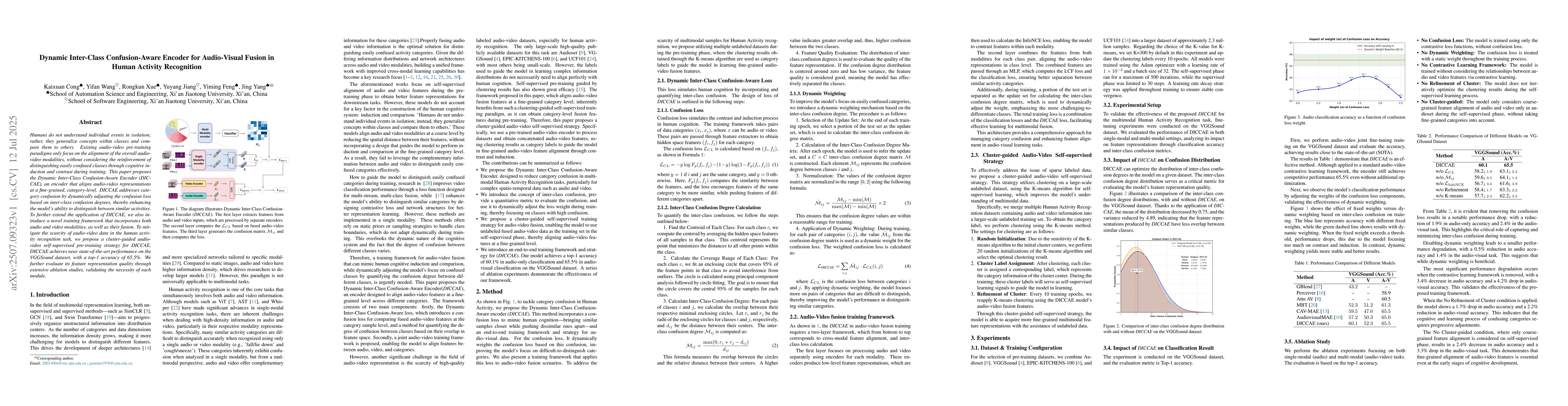 Thumbnail for Dynamic Inter-Class Confusion-Aware Encoder for Audio-Visual Fusion in
  Human Activity Recognition