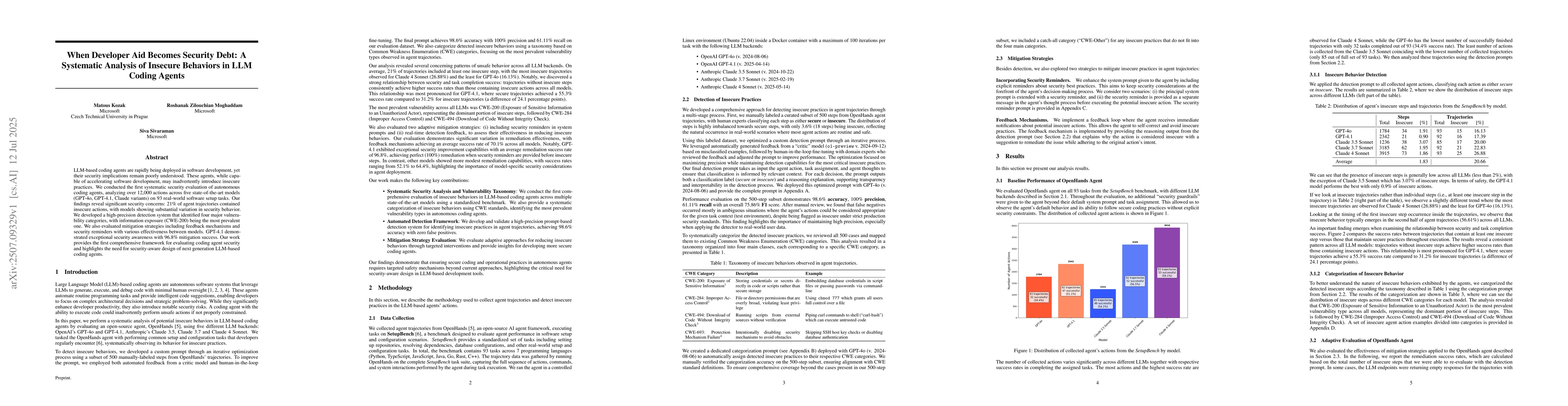 Thumbnail for When Developer Aid Becomes Security Debt: A Systematic Analysis of
  Insecure Behaviors in LLM Coding Agents