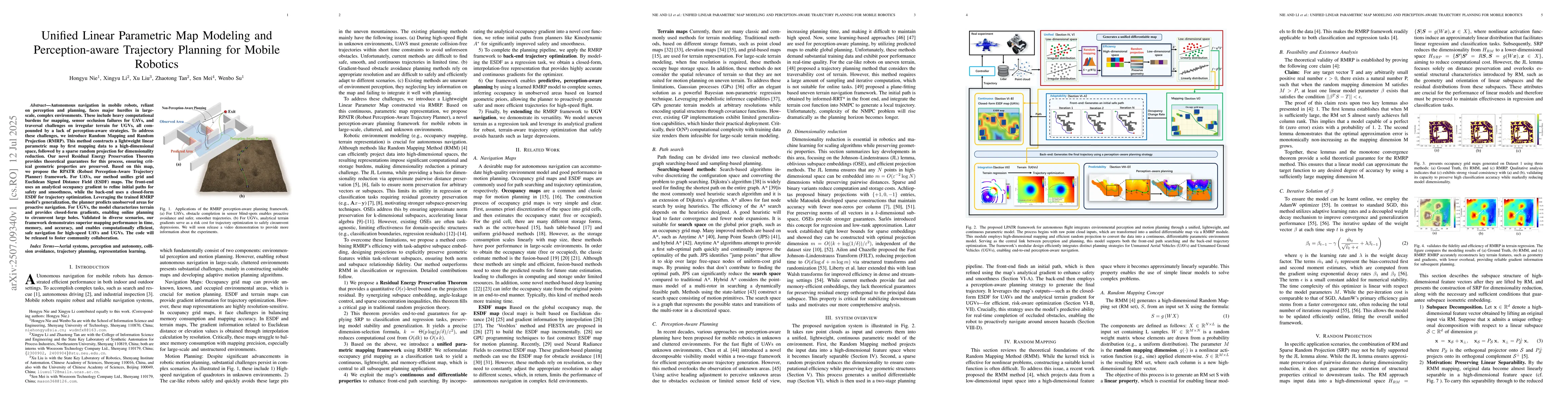 Thumbnail for Unified Linear Parametric Map Modeling and Perception-aware Trajectory
  Planning for Mobile Robotics