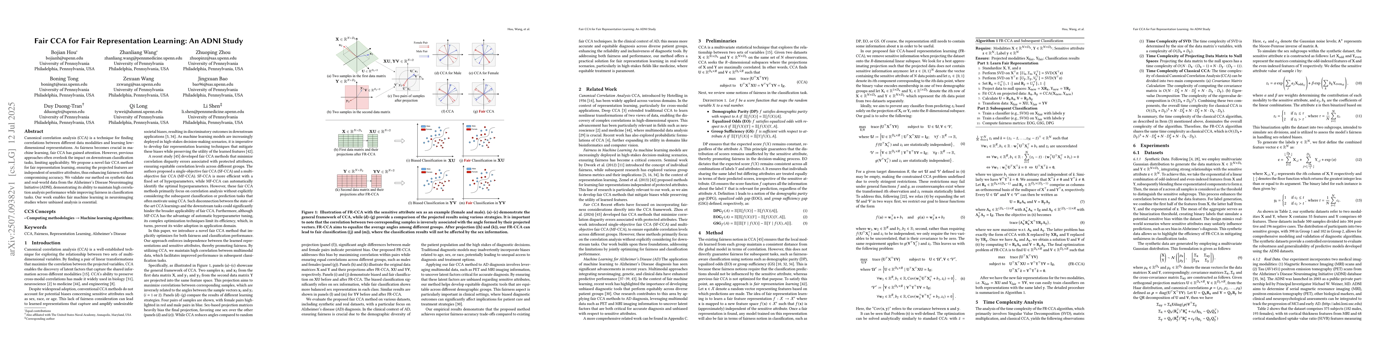 Thumbnail for Fair CCA for Fair Representation Learning: An ADNI Study