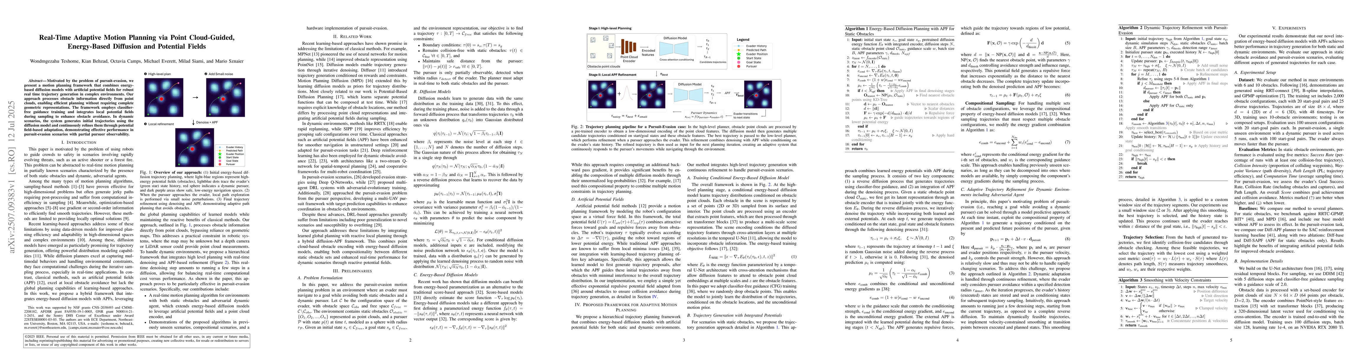 Thumbnail for Real-Time Adaptive Motion Planning via Point Cloud-Guided, Energy-Based
  Diffusion and Potential Fields