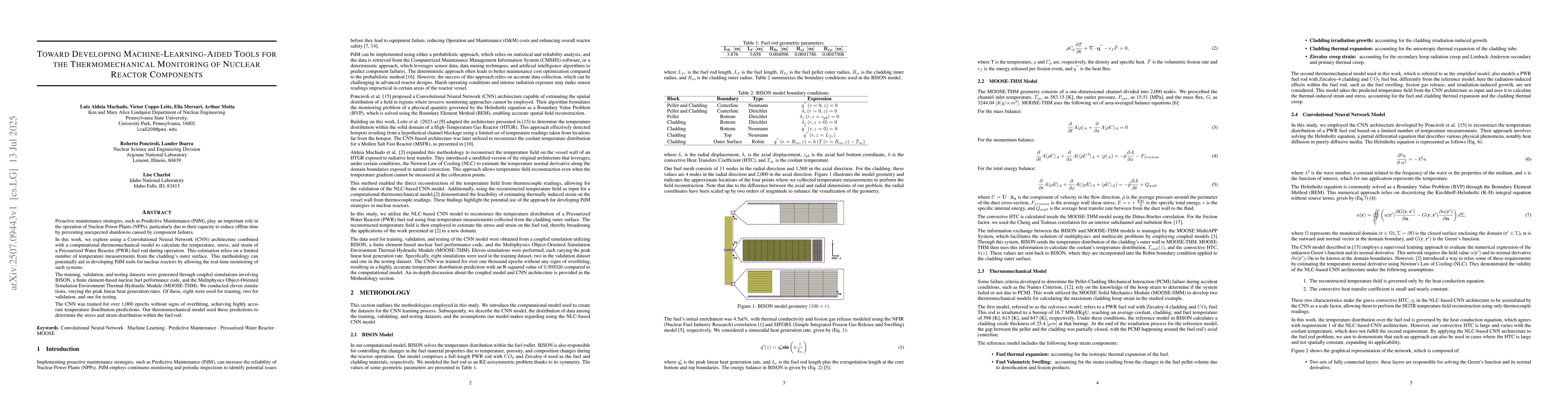 Thumbnail for Toward Developing Machine-Learning-Aided Tools for the Thermomechanical
  Monitoring of Nuclear Reactor Components